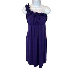 EnFocus Studio Purple One Shoulder Empire Waist Dress  Size 6  NWT  Formal